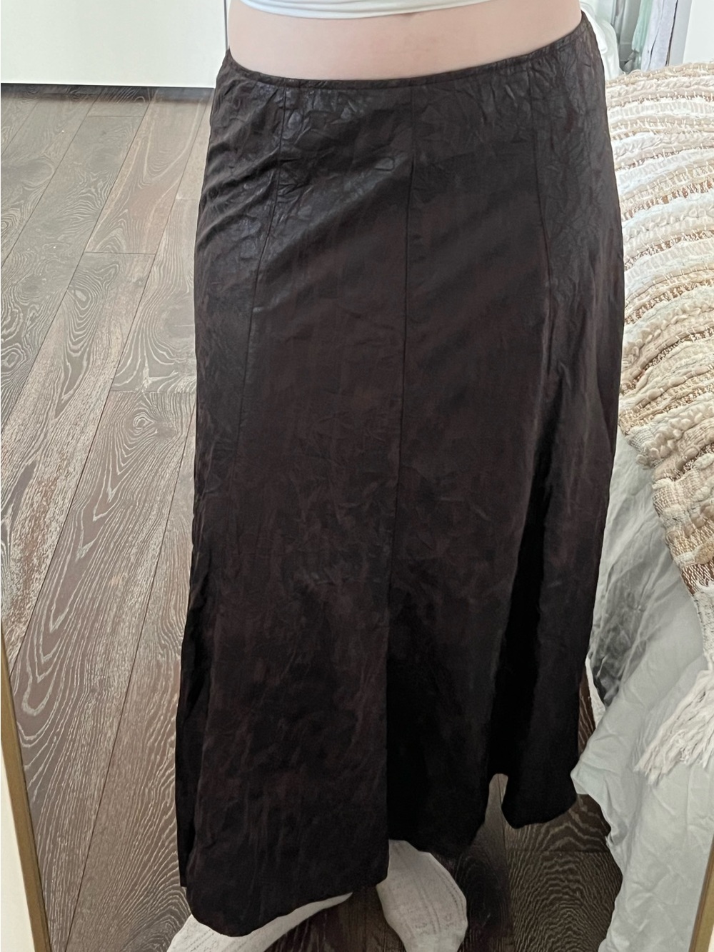 Frank Lyman Design Dark Brown Low Rise Maxi Skirt with Subtle Texture